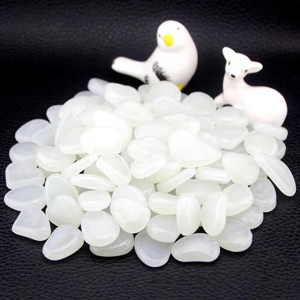 100 PCS Glow in The Dark Garden Pebbles for Walkways & Decoration and Plants Luminous Stones(White)