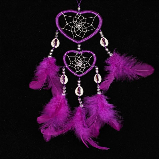 2 PCS Dreamcatcher Pendant Up And Down Double Ring Peach Heart Dream Catcher(Purple )