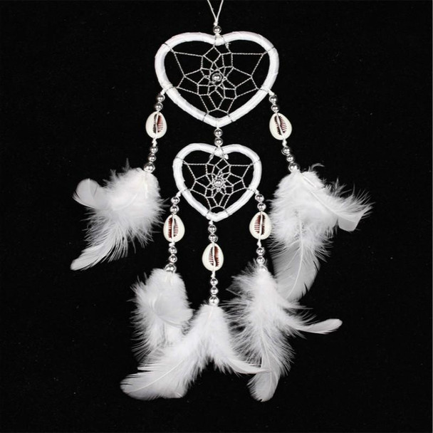 2 PCS Dreamcatcher Pendant Up And Down Double Ring Peach Heart Dream Catcher(White )