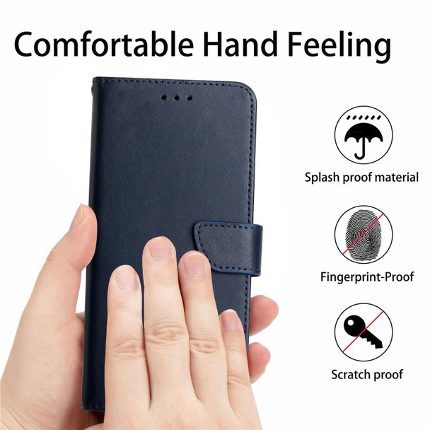 TCL 205 Genuine Leather Fingerprint-proof Flip Phone Case(Blue)