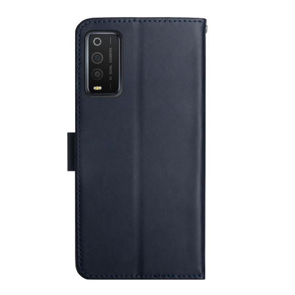TCL 205 Genuine Leather Fingerprint-proof Flip Phone Case(Blue)