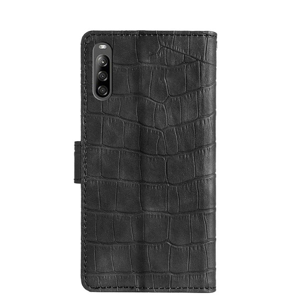 Sony Xperia L4 Skin Feel Crocodile Texture Magnetic Clasp PU Leather Phone Case(Black)