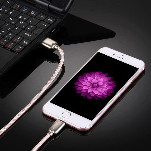 1m Woven 108 Copper Cores 8 Pin to USB Data Sync Charging Cable for iPhone, iPad(Pink)