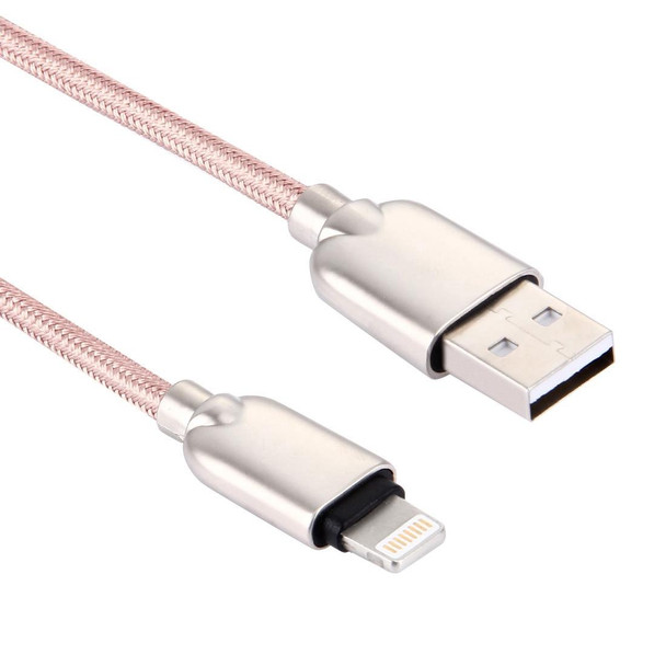 1m Woven 108 Copper Cores 8 Pin to USB Data Sync Charging Cable for iPhone, iPad(Pink)