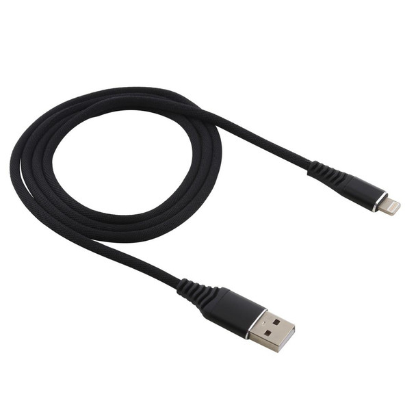 1m Cloth Braided Cord USB A to 8 Pin Data Sync Charge Cable for iPhone, iPad(Black)