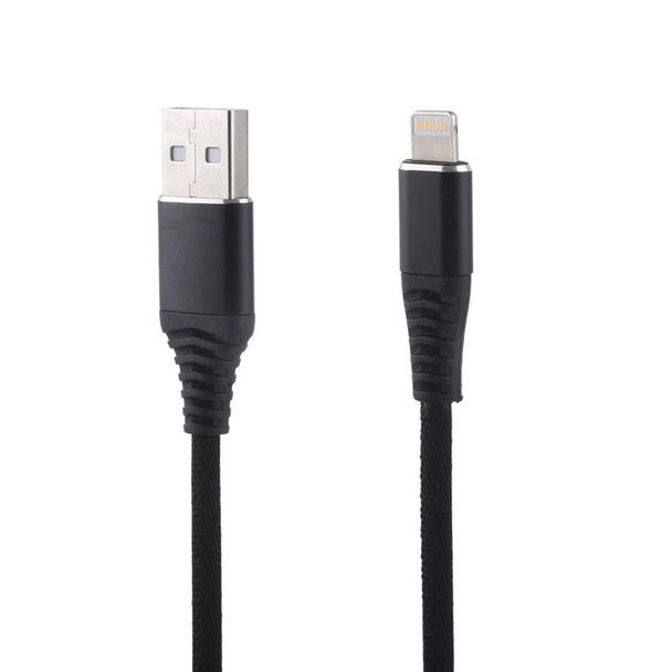 1m Cloth Braided Cord USB A to 8 Pin Data Sync Charge Cable for iPhone, iPad(Black)