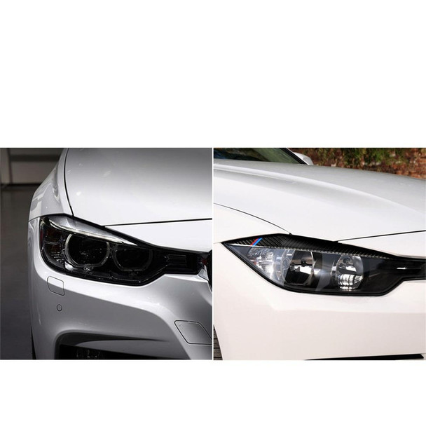 1 Pairs Three Color Carbon Fiber Car Lamp Eyebrow Decorative Sticker for BMW F30 2013-2015