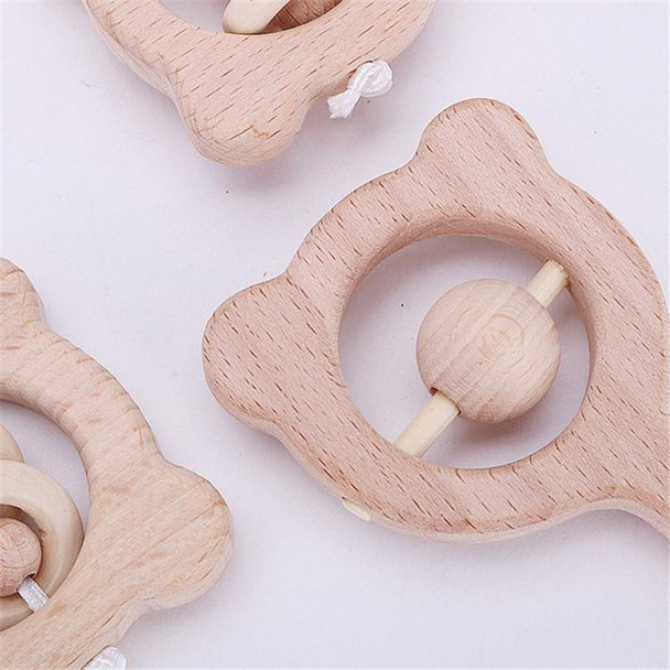 Baby Puzzle Early Education Hand Rattle Wooden Toy(Bear Bell)