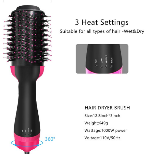 One-Step Hot Air Brush Hair Dryer & Styler for Smooth Hair