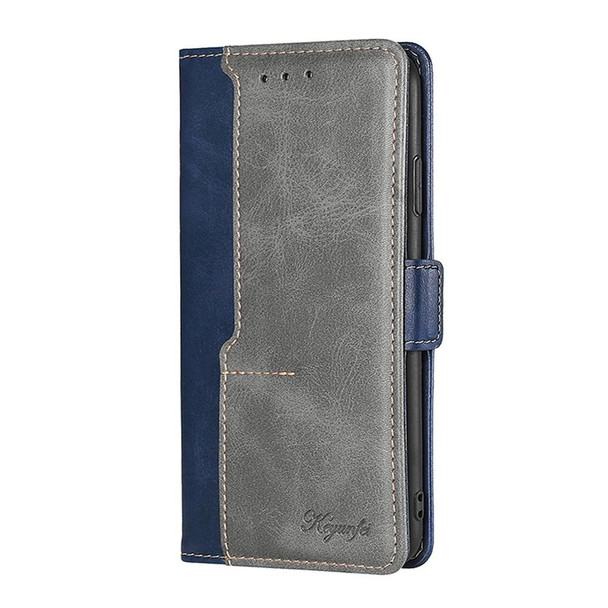 Alcatel 1B 2022 Contrast Color Side Buckle Leatherette Phone Case(Blue + Grey)