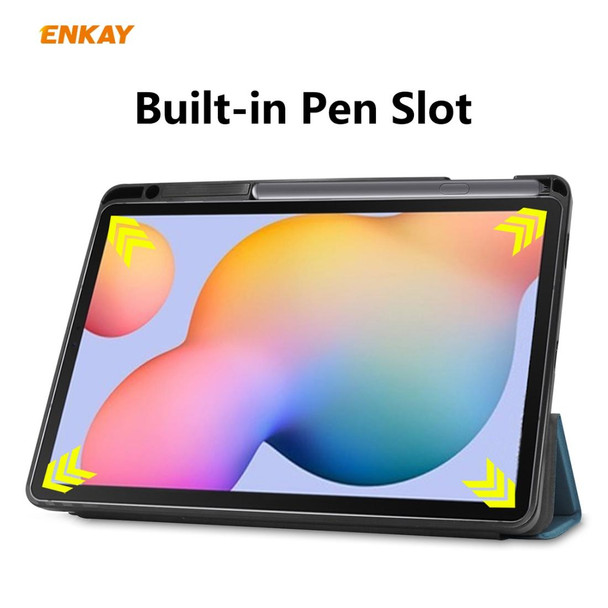 Samsung Galaxy Tab S6 Lite P610 / P615 / Tab S6 Lite 2022 / P613 / P619 ENKAY Leather Smart Tablet Case with Pen Slot(Black)
