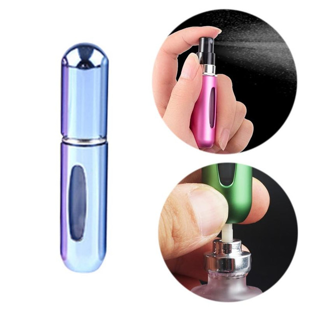 Portable Mini Aluminum Refillable Perfume Bottle Spray Empty Cosmetic Containers Atomizer, Capacity:5ml(Bright Blue)