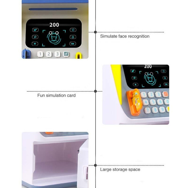 Simulation Face Recognition ATM Cash Deposit Box Simulation Password Automatic Rolling Money Safe Deposit Box, Colour: Blue (Battery Version)