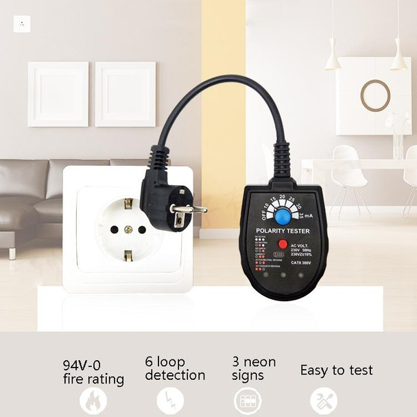 S2001 Socket Phase Detector Multi-Function Three-Phase Loop Socket Circuit Leakage Detector, EU Plug