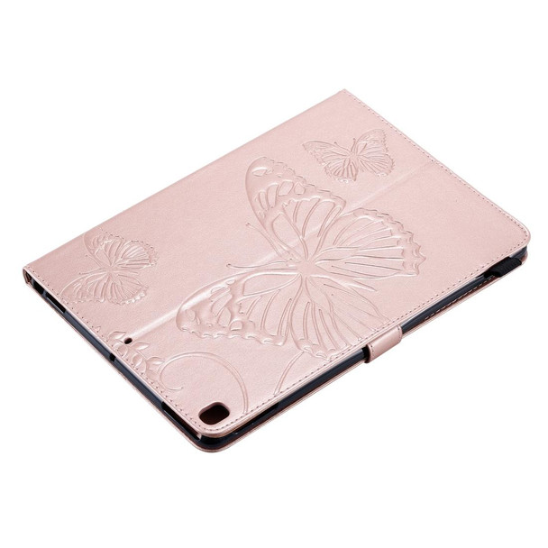 iPad 10.2 / Pro 10.5 / Air 2019 Pressed Printing Butterfly Pattern Horizontal Flip PU Leather Case with Holder & Card Slots & Wallet & Pen Slot(Rose Gold)