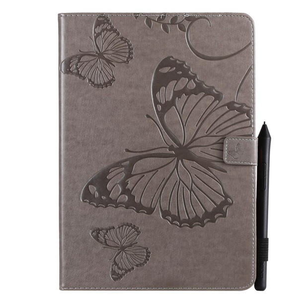 iPad 10.2 / Pro 10.5 / Air 2019 Pressed Printing Butterfly Pattern Horizontal Flip PU Leather Case with Holder & Card Slots & Wallet & Pen Slot(Grey)