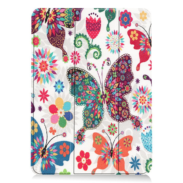 iPad Air 2022 / 2020 10.9 Colored Drawing Horizontal Flip Leather Case with Three-folding Holder & Sleep / Wake-up Function(Colorful Butterfly)