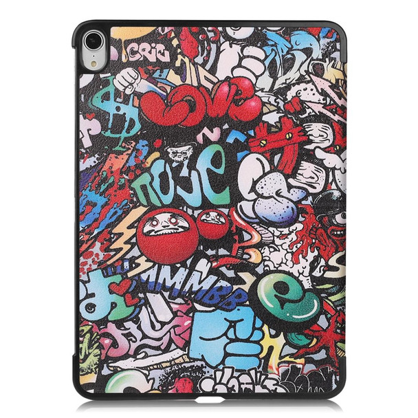 iPad Air 2022 / 2020 10.9 Colored Drawing Horizontal Flip Leather Case with Three-folding Holder & Sleep / Wake-up Function(Graffiti)