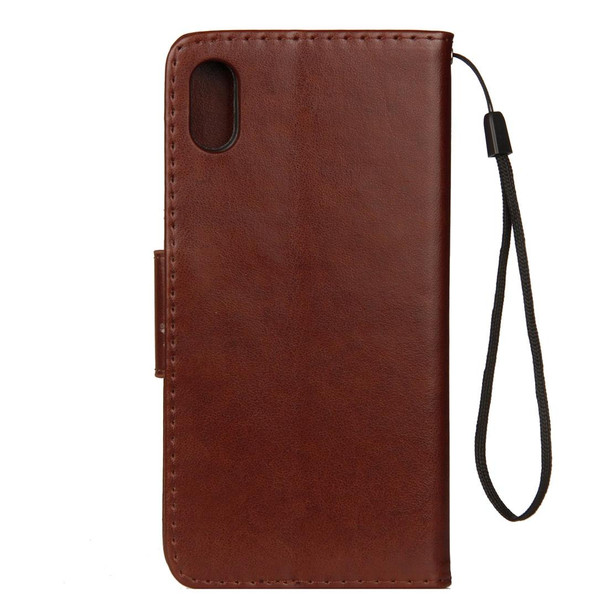 Embossed Butterfly Pattern Horizontal Flip Leatherette Case with Card Slot & Holder & Wallet & Lanyard - iPhone XR (Brown)