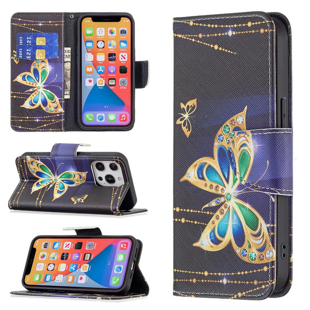 Colored Drawing Pattern Horizontal Flip Leatherette Case with Holder & Card Slots & Wallet - iPhone 13 mini(Big Butterfly)