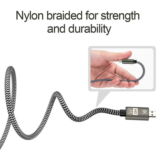 1.5m 8K UHD Micro HDMI to HDMI Nylon Braided Audio Video Cable