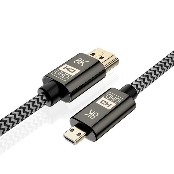 1.5m 8K UHD Micro HDMI to HDMI Nylon Braided Audio Video Cable