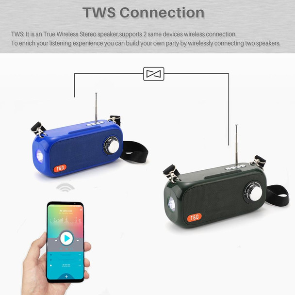 T&G TG613 TWS Solar Portable Bluetooth Speakers with LED Flashlight, Support TF Card / FM / AUX / U Disk(Gray)