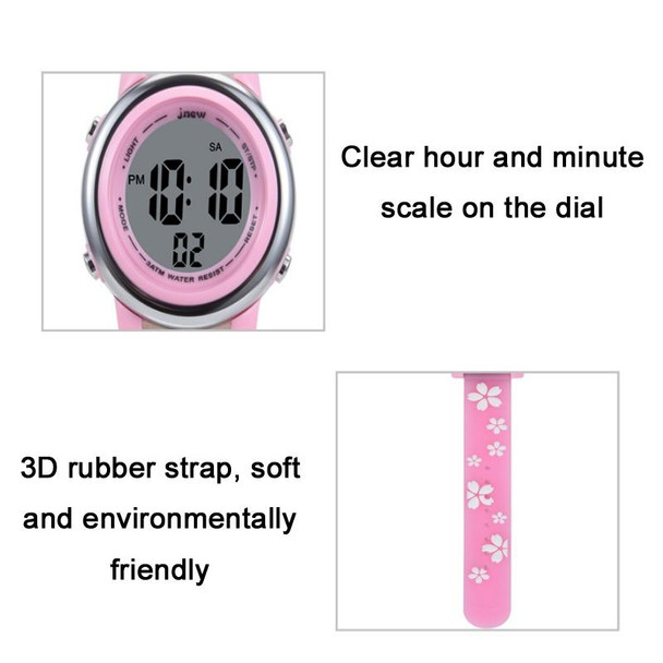 JNEW A380-86195 Children Cartoon Cherry Blossom Waterproof Time Recognition Colorful LED Electronic Watch(Purple)