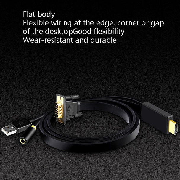 1m JH HV10 1080P HDMI to VGA Cable Projector TV Box Computer Notebook Industrial Display Adapter Cable