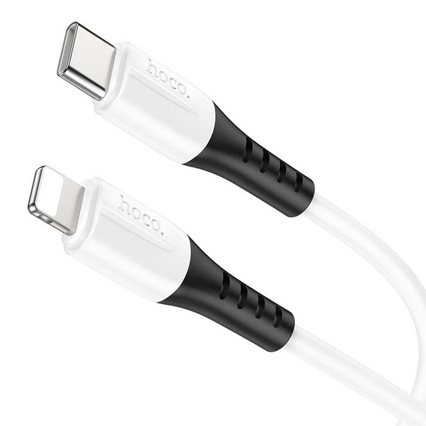 hoco 20W X82 3A PD USB-C / Type-C to 8 Pin Silicone Charging Data Cable,Length: 1m(White)