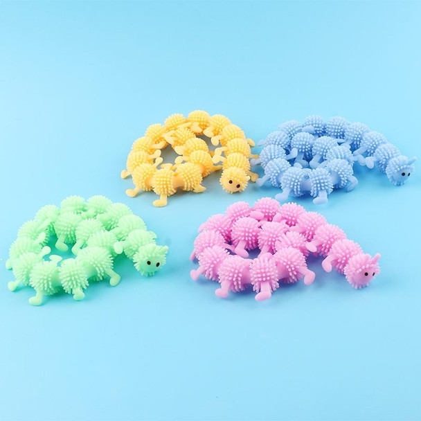 12 PCS Children Soft Rubber 16-Section Caterpillar Stretch Decompression Toy(Yellow)