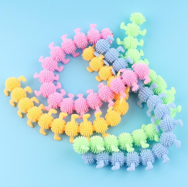 12 PCS Children Soft Rubber 16-Section Caterpillar Stretch Decompression Toy(Yellow)
