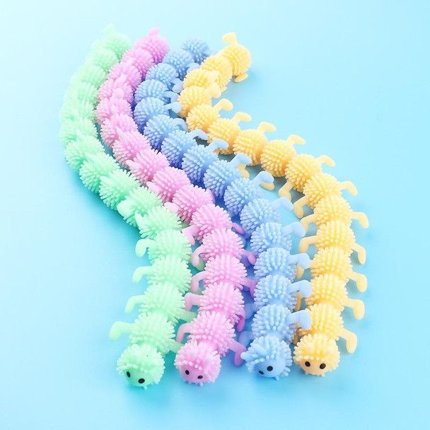 12 PCS Children Soft Rubber 16-Section Caterpillar Stretch Decompression Toy(Yellow)