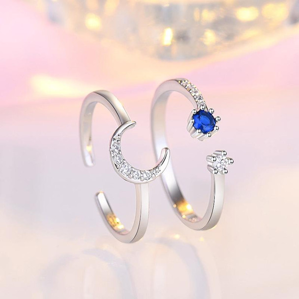 2 PCS J259 Ladies Romantic Star Moon Stacked Open Rings(Adjustable)