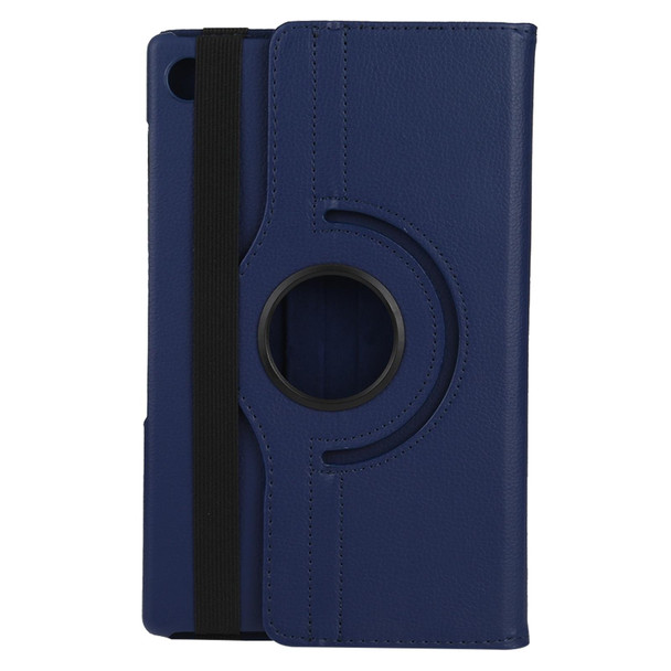 Lenovo M10 HD Litchi Texture Solid Color Horizontal Flip Leather Case with Holder & Pen Slot(Dark Blue)