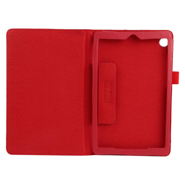 Lenovo Tab M7 Litchi Texture Solid Color Horizontal Flip Leather Case with Holder & Pen Slot(Red)