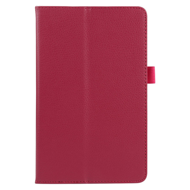 Lenovo Tab M7 Litchi Texture Solid Color Horizontal Flip Leather Case with Holder & Pen Slot(Rose Red)