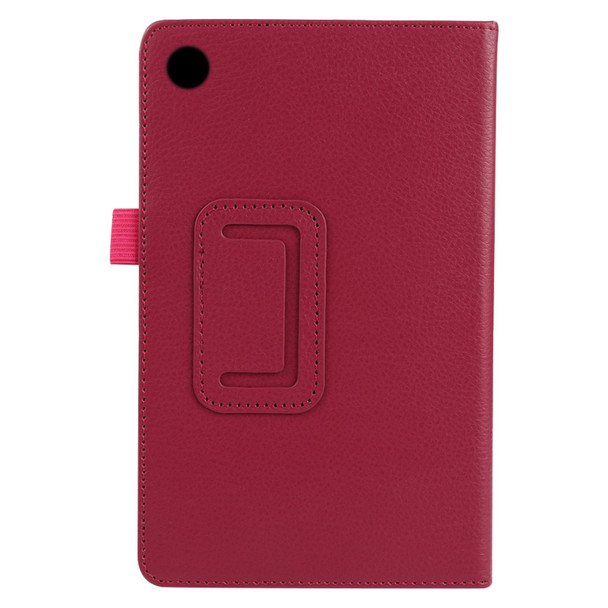 Lenovo Tab M7 Litchi Texture Solid Color Horizontal Flip Leather Case with Holder & Pen Slot(Rose Red)