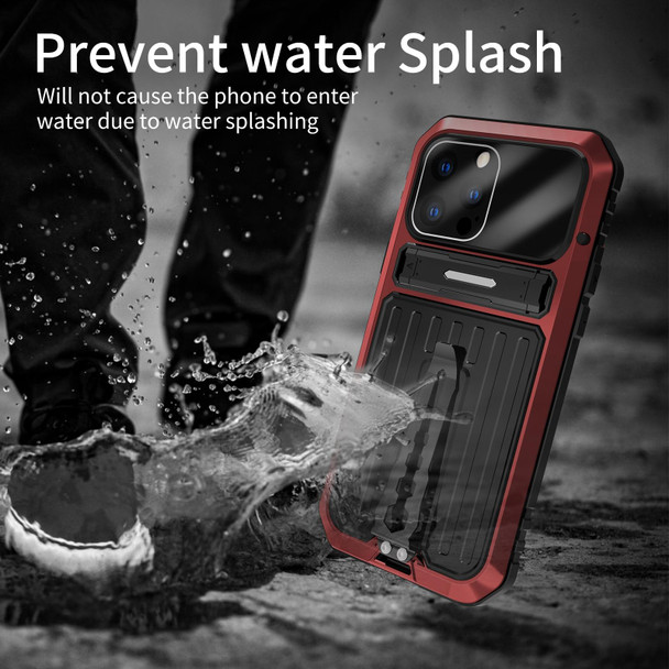 Armor Shockproof Splash-proof Dust-proof Phone Case with Holder - iPhone 13 Pro(Red)