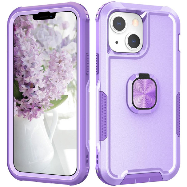 3 in 1 PC + TPU Phone Case with Ring Holder - iPhone 12 / 12 Pro(Purple)