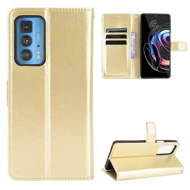 Motorola Moto Edge 20 Pro / Edge S Pro Crazy Horse Texture Horizontal Flip Leather Case with Holder & Card Slots & Lanyard(Gold)