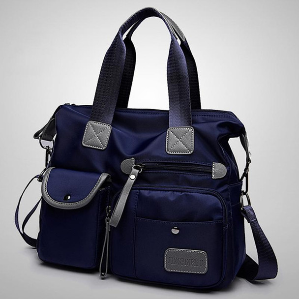 Waterproof Oxford Cloth Handbag Casual Nylon Shoulder Diagonal Bag Female Bag Canvas Bag(Blue )