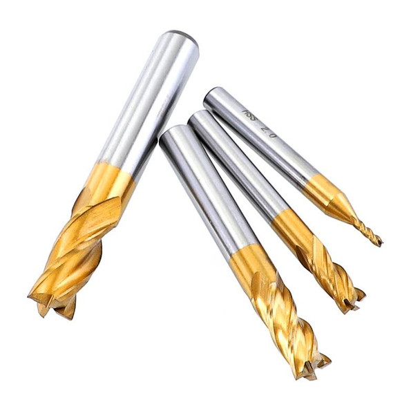 11 PCS/Set High-Speed Steel And Aluminum End Face Milling Cutter With Straight Shank Titanium-Plated Milling Cutter