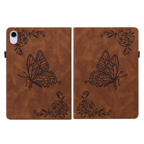 Butterfly Flower Embossed Leatherette Tablet Case - iPad mini 6(Brown)