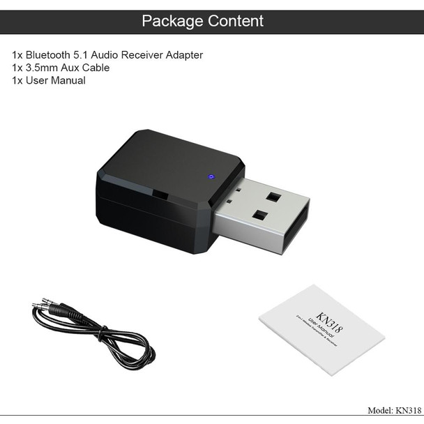 KN318 USB Bluetooth 5.1 Adapter Audio Receiver