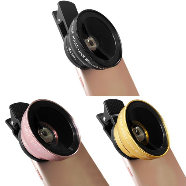 2 PCS 0.45X Ultra-Wide-Angle Macro Combination Mobile Phone External Lens With Clip(Black)