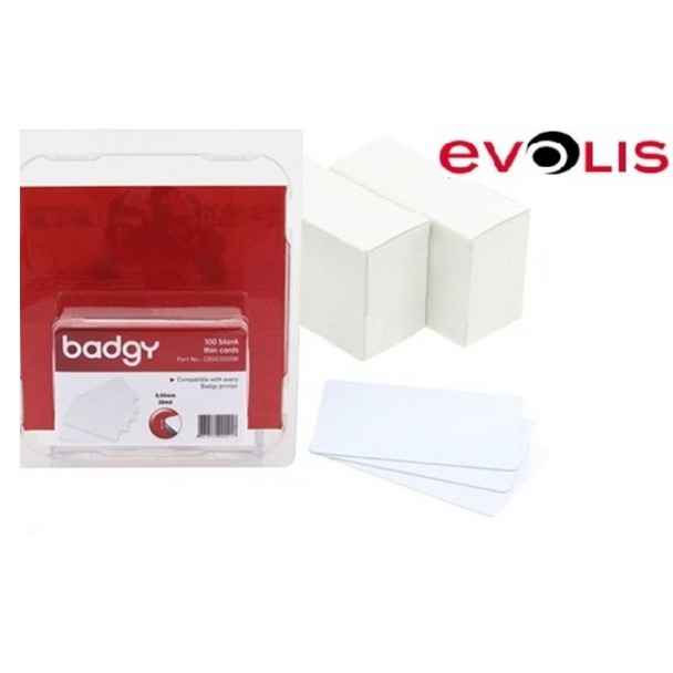 Evolis Cr80 Blank 100 Pack Pvc White Cards