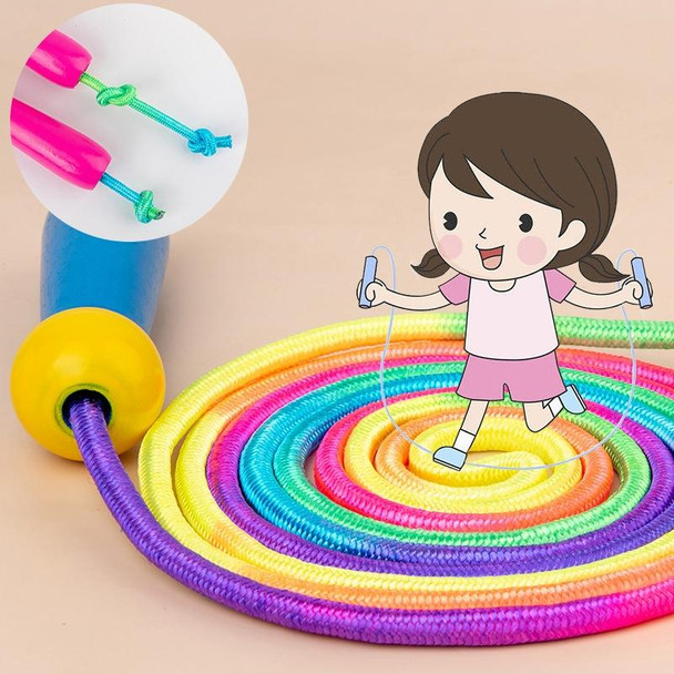 2 PCS 2.4m Wooden Children Colorful Skipping Rope Outdoor Sports Students Exam Adjustable Skipping Rope(Pink)