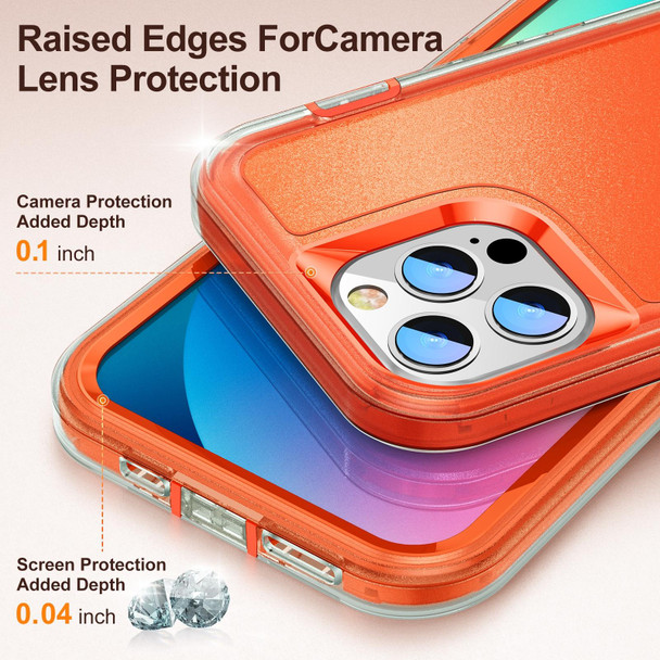 3 in 1 Rugged Holder Phone Case - iPhone 12 / 12 Pro(Transparent + Orange)