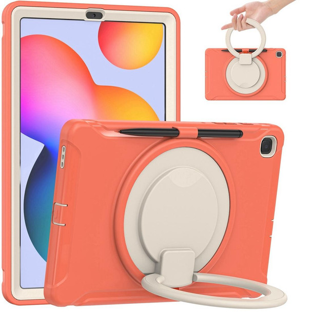 Shockproof TPU + PC Protective Case with 360 Degree Rotation Foldable Handle Grip Holder & Pen Slot - Samsung Galaxy Tab S6 Lite 10.4 inch P610(Living Coral)